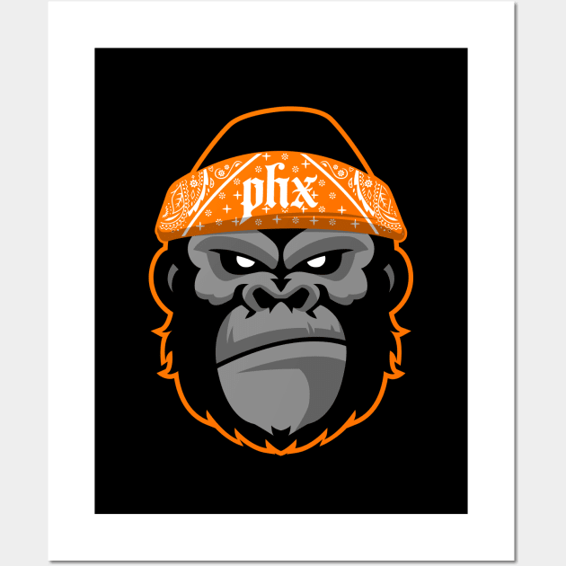 Cholo Phx Gorilla Orange Wall Art by LunaGFXD